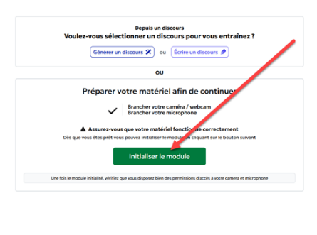 Écran Polymnia : préparer votre matériel et bouton Initialiser le module